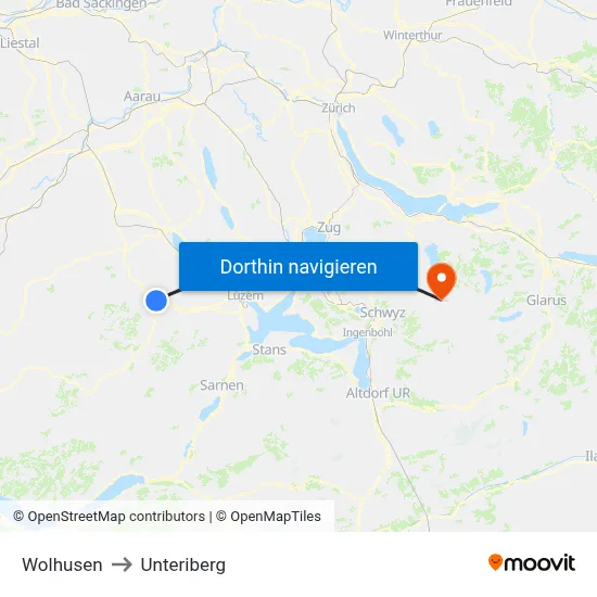 Wolhusen to Unteriberg map