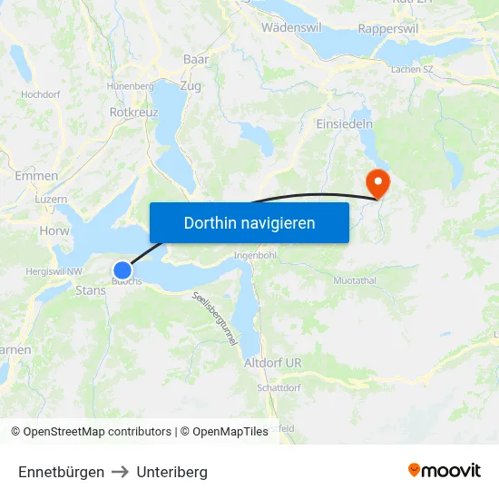 Ennetbürgen to Unteriberg map
