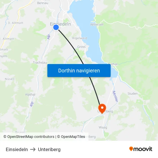 Einsiedeln to Unteriberg map