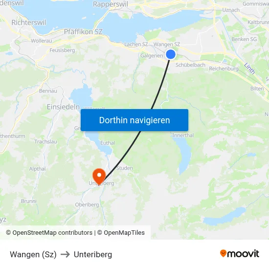 Wangen (Sz) to Unteriberg map