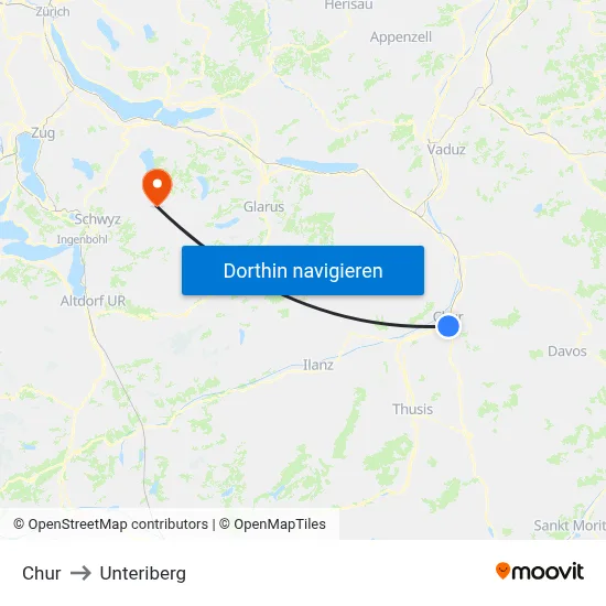 Chur to Unteriberg map