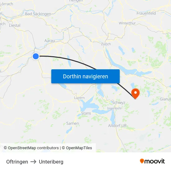 Oftringen to Unteriberg map