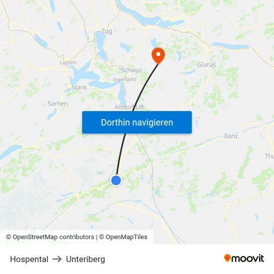 Hospental to Unteriberg map