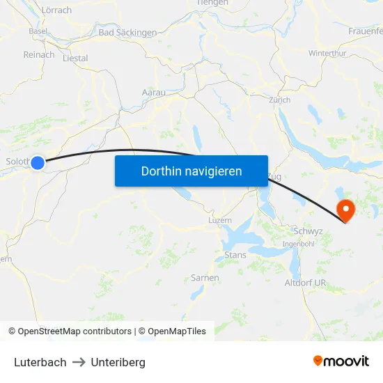 Luterbach to Unteriberg map