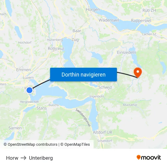 Horw to Unteriberg map