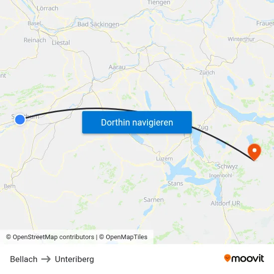 Bellach to Unteriberg map