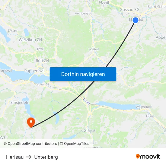 Herisau to Unteriberg map