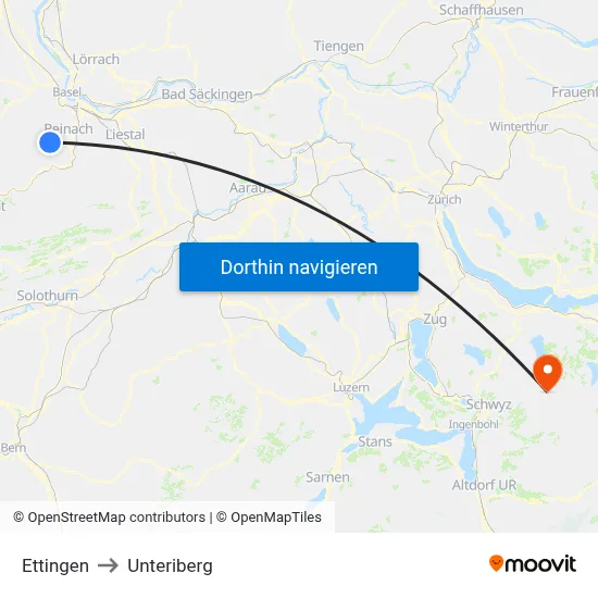 Ettingen to Unteriberg map