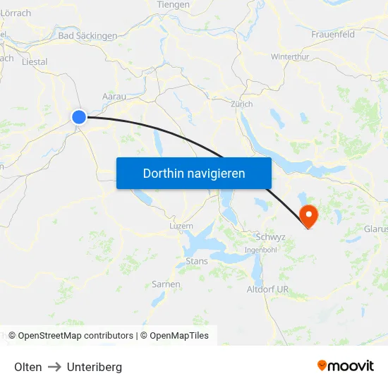 Olten to Unteriberg map