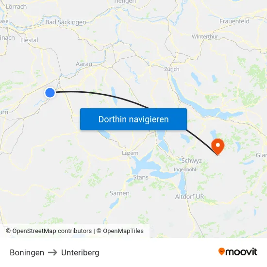 Boningen to Unteriberg map