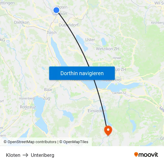 Kloten to Unteriberg map