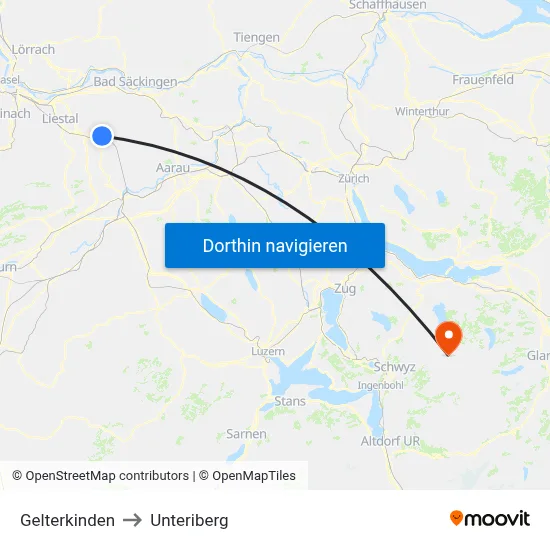 Gelterkinden to Unteriberg map