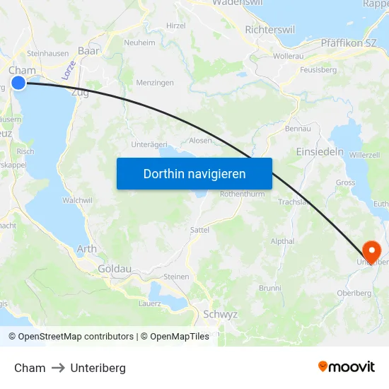 Cham to Unteriberg map