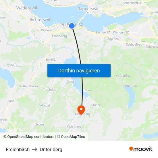 Freienbach to Unteriberg map