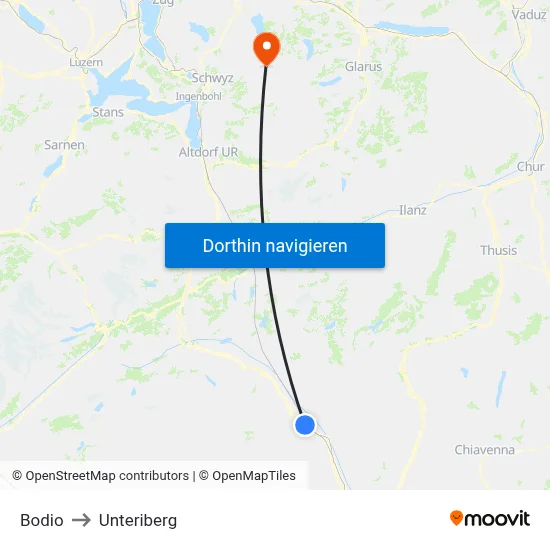 Bodio to Unteriberg map