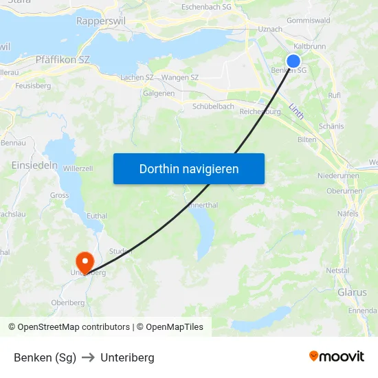 Benken (Sg) to Unteriberg map