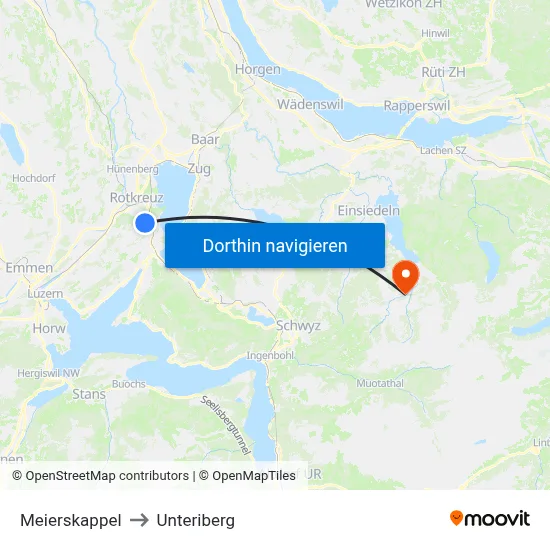 Meierskappel to Unteriberg map