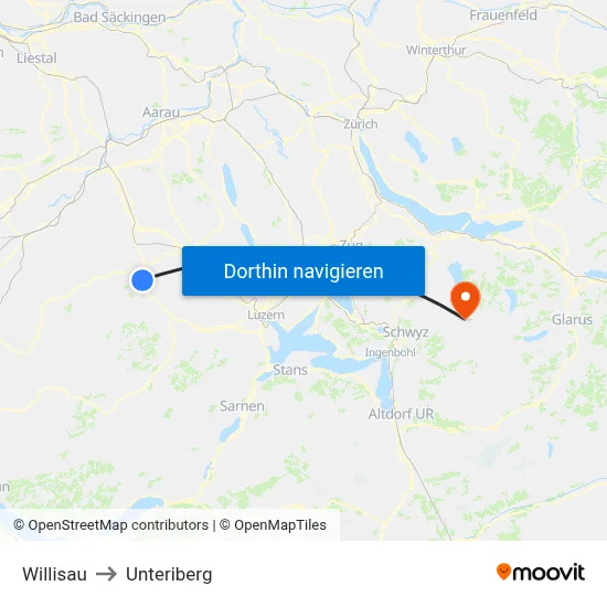 Willisau to Unteriberg map