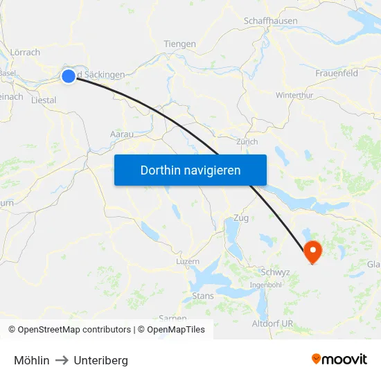 Möhlin to Unteriberg map