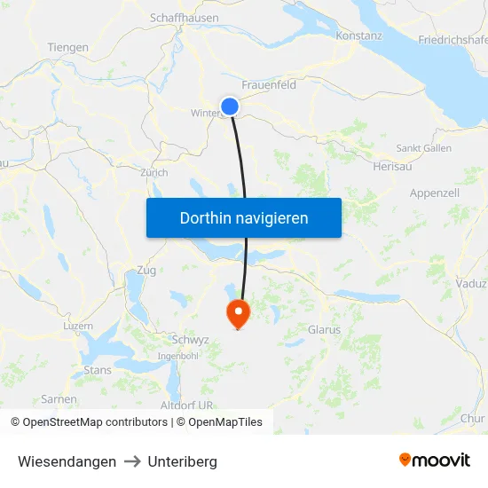 Wiesendangen to Unteriberg map