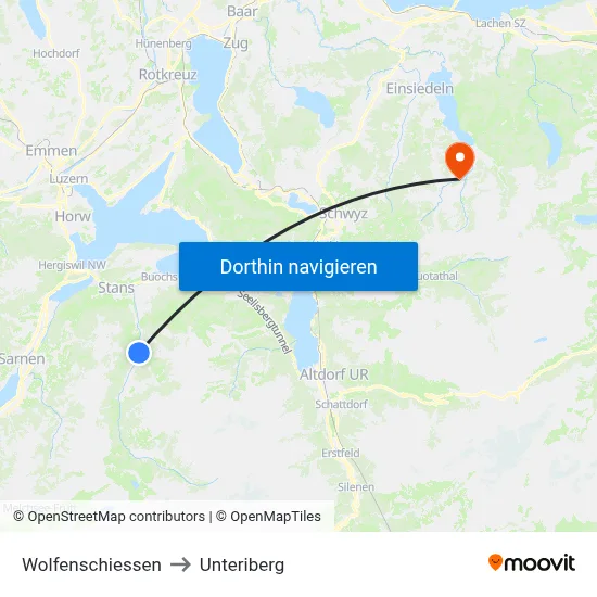 Wolfenschiessen to Unteriberg map