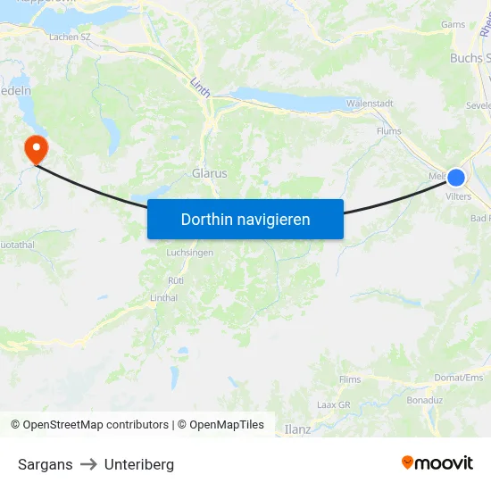 Sargans to Unteriberg map
