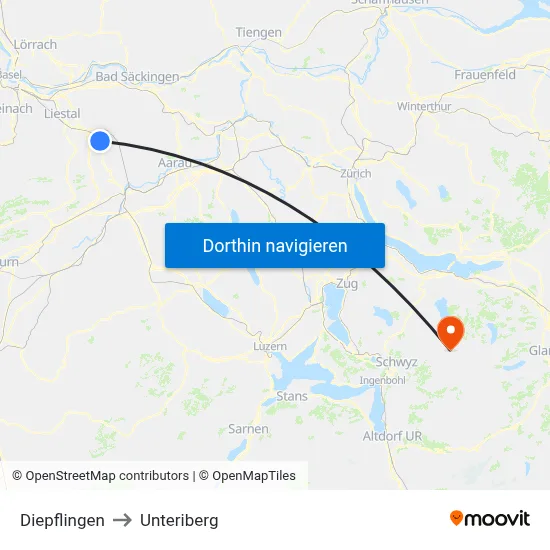 Diepflingen to Unteriberg map
