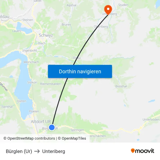 Bürglen (Ur) to Unteriberg map