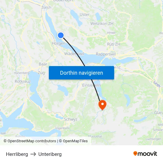 Herrliberg to Unteriberg map