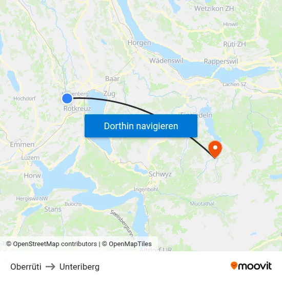 Oberrüti to Unteriberg map
