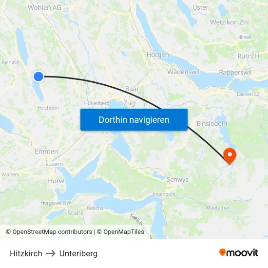 Hitzkirch to Unteriberg map
