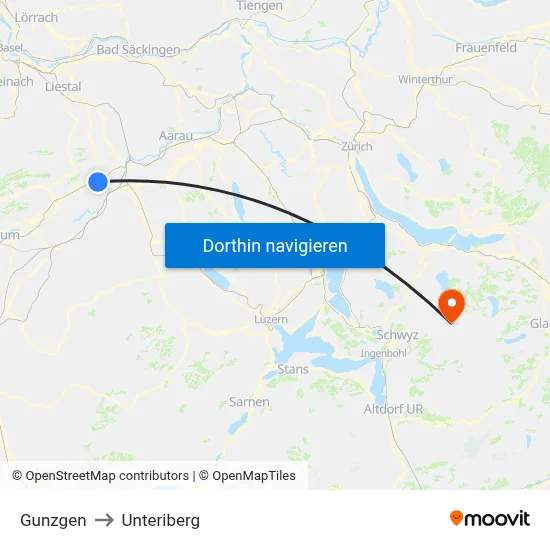 Gunzgen to Unteriberg map