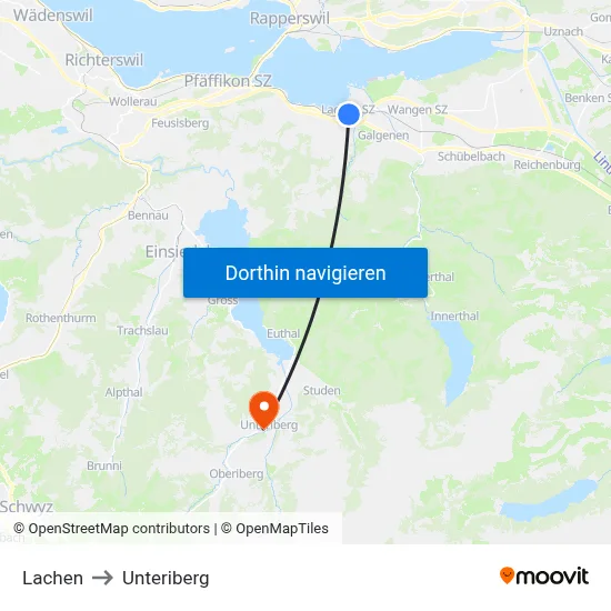 Lachen to Unteriberg map