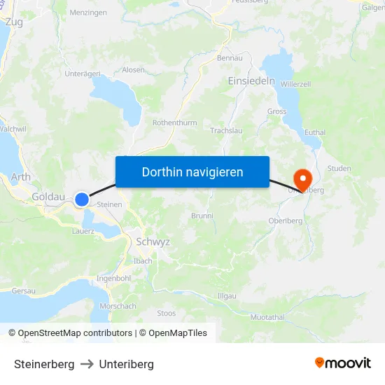 Steinerberg to Unteriberg map