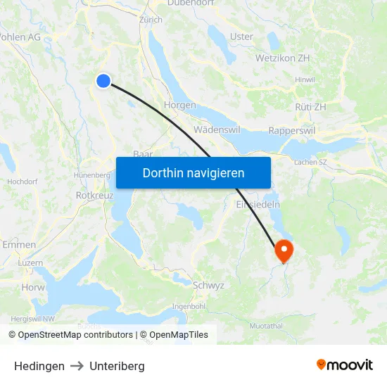 Hedingen to Unteriberg map