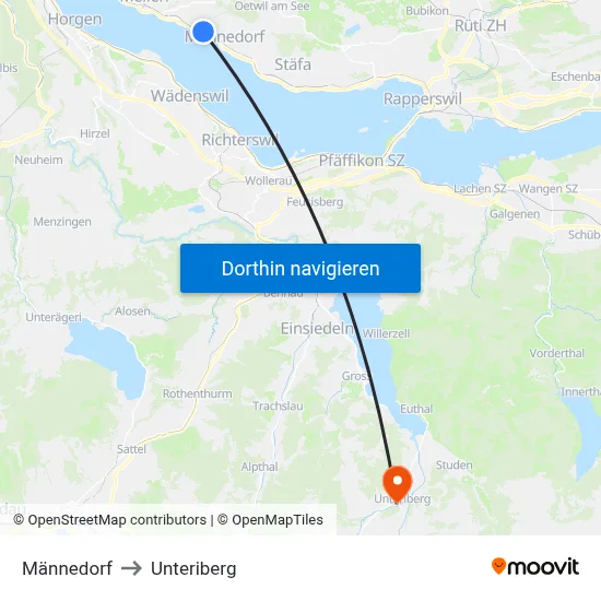 Männedorf to Unteriberg map