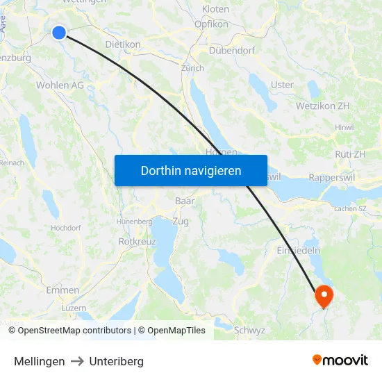 Mellingen to Unteriberg map