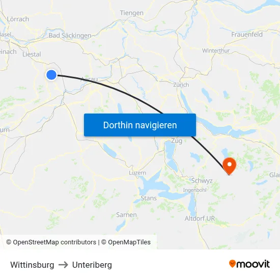 Wittinsburg to Unteriberg map