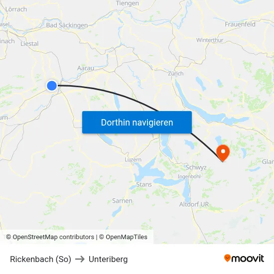 Rickenbach (So) to Unteriberg map
