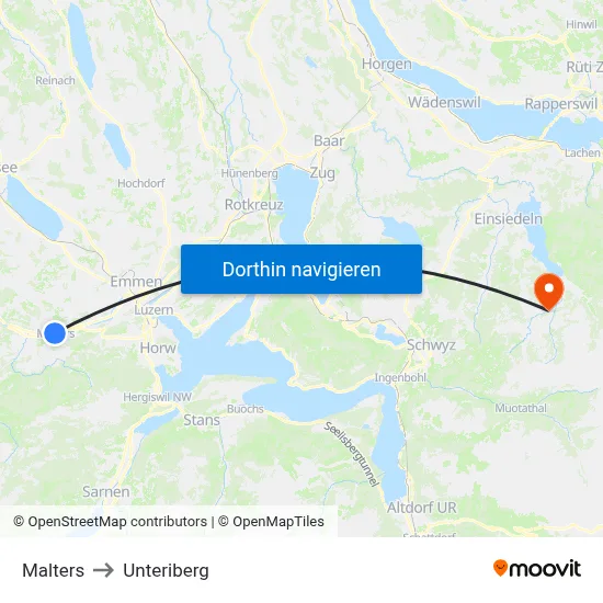 Malters to Unteriberg map