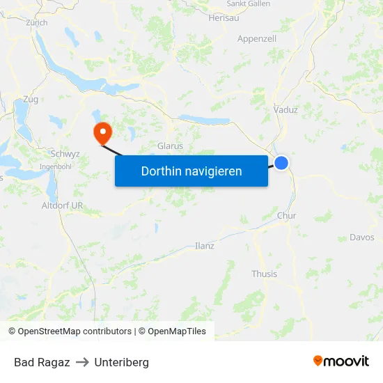 Bad Ragaz to Unteriberg map
