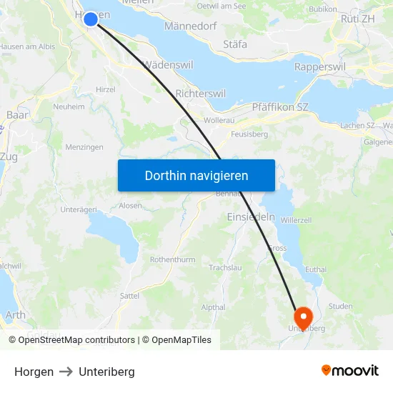 Horgen to Unteriberg map