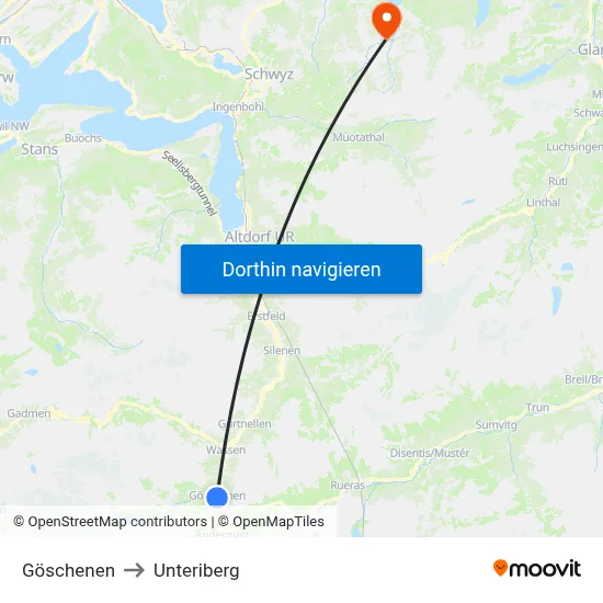 Göschenen to Unteriberg map