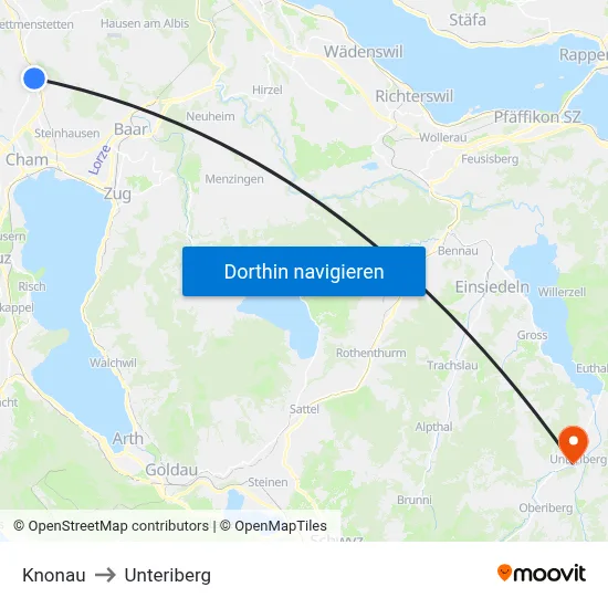 Knonau to Unteriberg map