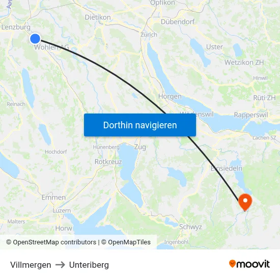Villmergen to Unteriberg map