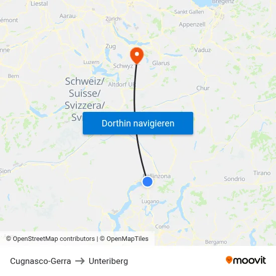 Cugnasco-Gerra to Unteriberg map