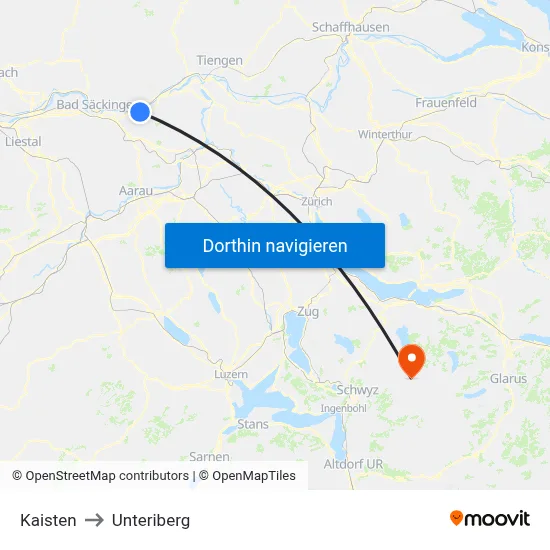 Kaisten to Unteriberg map