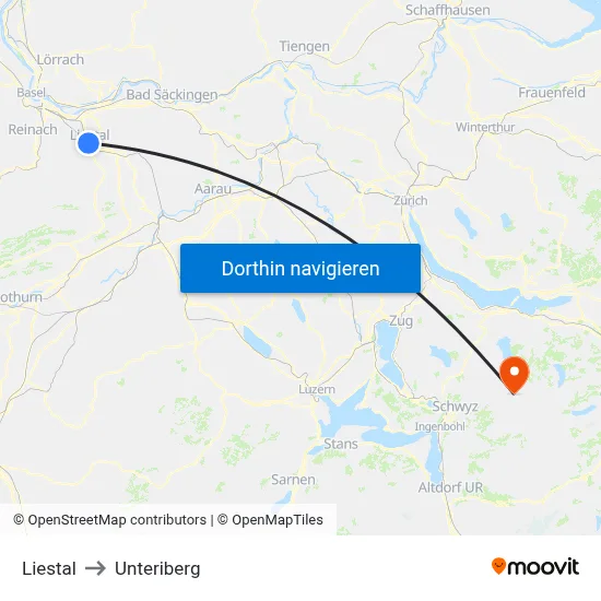 Liestal to Unteriberg map