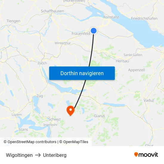 Wigoltingen to Unteriberg map