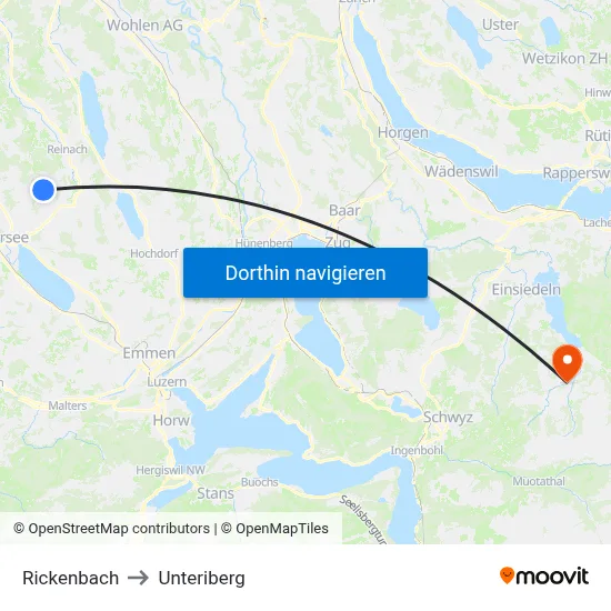 Rickenbach to Unteriberg map